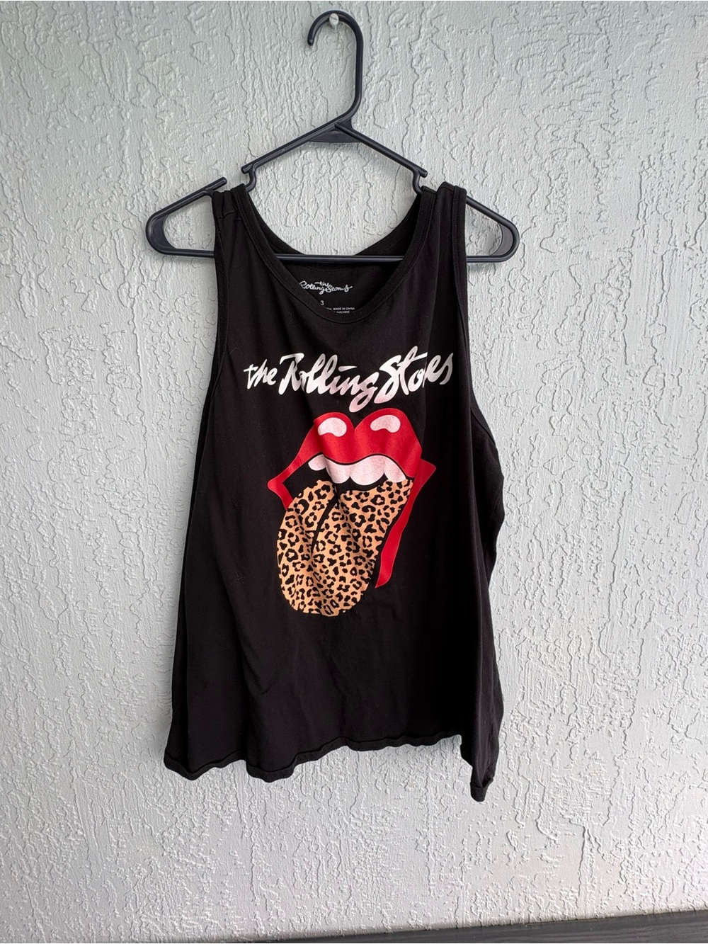 torrid Black Rolling Stones Graphic Muscle Tee with Red & Leopard Tongue